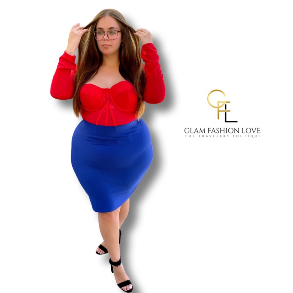 Red corset plus size top
